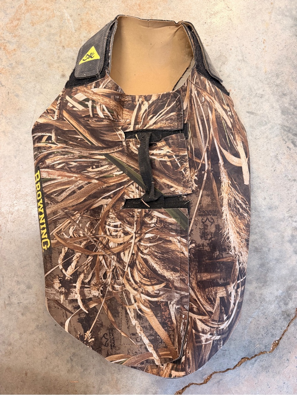 Browning Brown Realtree-Style Camo Vest with Yellow Logo